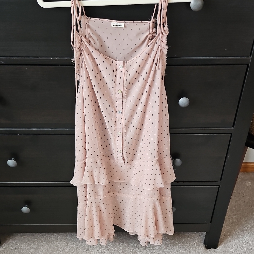 Free People Pink and Black Polka Dot Dress